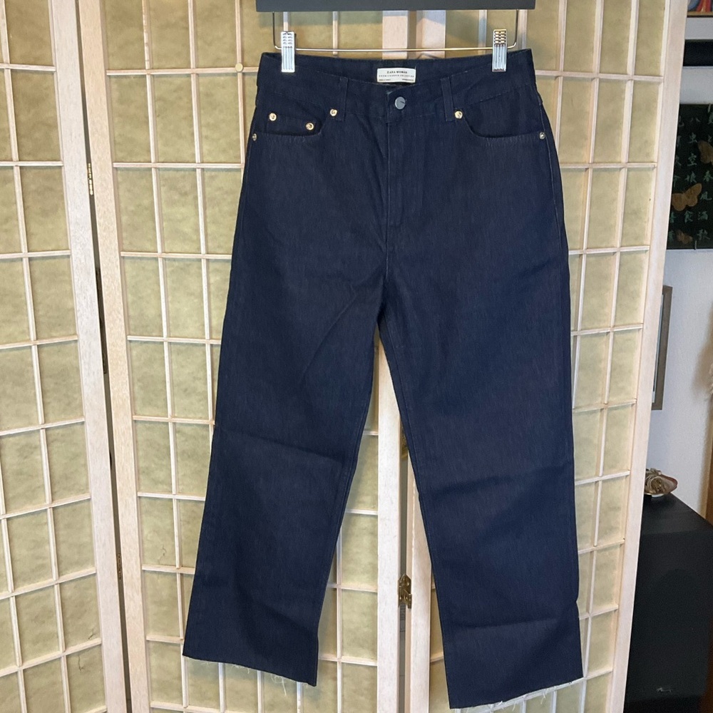 Zara Woman Premium Denim Collection Cropped Jeans